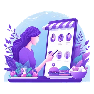 Woman ordering food on her phone